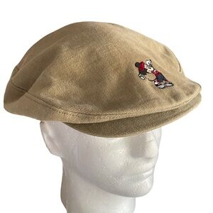 Vintage Disney PRO Collection Tan Mickey Mouse Golfing Embroidered Flat Cap